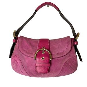 Coach Pink Suede Leather Soho Bag Y2K Vintage
